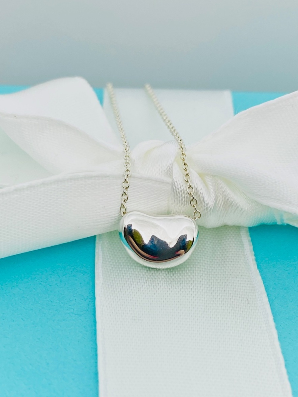 Tiffany & Co. Elsa Peretti Mini Bean Necklace Sterling Silver 17” - Picture 6 of 8